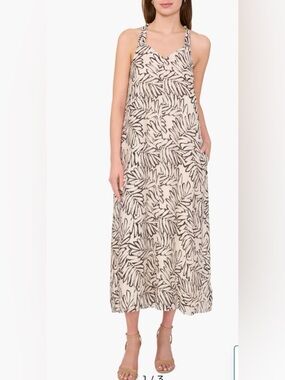 Women’s Halogen Knot Strap Sundress, Palm Style Leaf Print, Sz.S